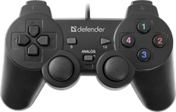 (175467) Геймпад Defender Omega (12 кнопок, 2 мини-джойстика, 8-позиционный переключатель, USB, виброотдача) 64247 - фото 13162
