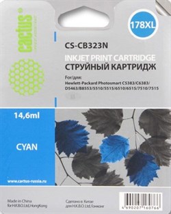 (3331210) Картридж струйный Cactus CS-CB323N голубой для №178XL HP PhotoSmart B8553/ C5383/ C6383/ D5463 (14,6) CS-CB323N(CS-CB323) - фото 16532
