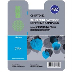 (3330225) Картридж струйный CACTUS CS-EPT0482 голубой для принтеров Epson Stylus Photo R200/  R220/  R300/  R320/  R340/  RX500/  RX600/  RX620/  RX640, 14.4 мл CS-EPT0482 - фото 16610