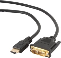 (1011990) Кабель HDMI-DVI Cablexpert 19M/19M, single link, медь, позол.разъемы, экран, 1.8м, черный, пакет CC-HDMI-DVI-6 - фото 20605