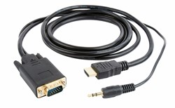 (1011997) Кабель HDMI-VGA Cablexpert A-HDMI-VGA-03-10M, 19M/15M + 3.5Jack, 10м, черный, позол.разъемы, пакет A-HDMI-VGA-03-10M - фото 20607