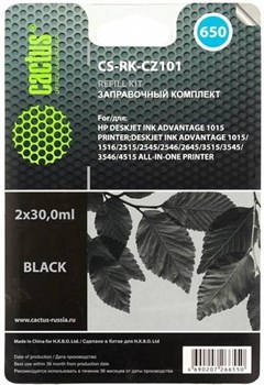 (1016018) Заправочный набор Cactus CS-RK-CZ101 черный 60мл для HP DJ 2515/3515 CS-RK-CZ101 - фото 30786