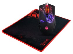 (1012907) Мышь + коврик A4 Bloody A6081 черный/Tattoo оптическая (4000dpi) USB2.0 игровая (8but) A60+B-081 - фото 38149