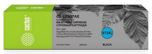 (1032684) Картридж струйный Cactus CS-L0S07AE 973XL черный (240мл) для HP PageWide Pro 452dw/Pro 477dw CS-L0S07AE - фото 43067