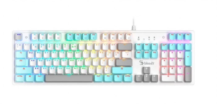 (1032750) Клавиатура A4Tech Bloody S510R механическая белый USB for gamer LED (S510R USB ICY WHITE/BLMS RED) S510R USB ICY WHITE/BLMS RED - фото 43171