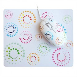 (110354) Мышь CBR Rainbow + коврик, 3 кнопоки, USB, Белая с рисунком Rainbow - фото 4605
