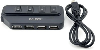 (1038544) Разветвитель USB 2.0 BPH-1907 4порт. черный BPH-1907 - фото 48302