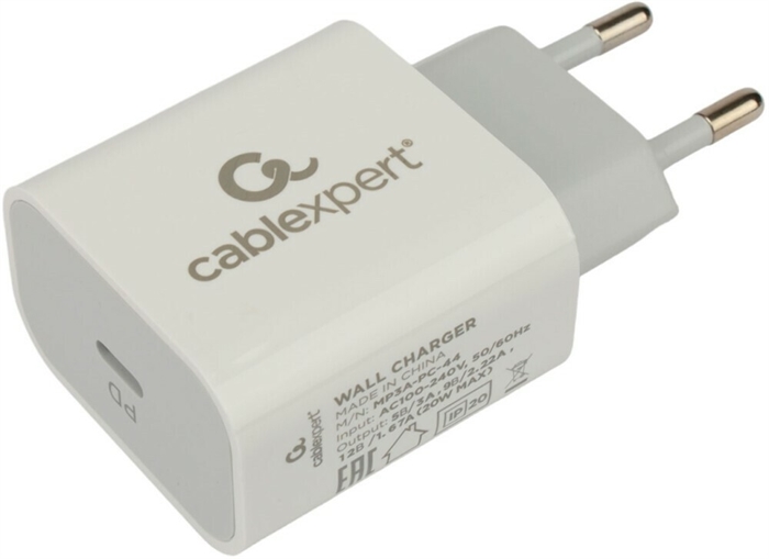 (1039689) Cablexpert Зарядное устройство 20Вт, 3А, QC3.0/PD, 1xType-C, белый, пакет (MP3A-PC-44) MP3A-PC-44 - фото 49389