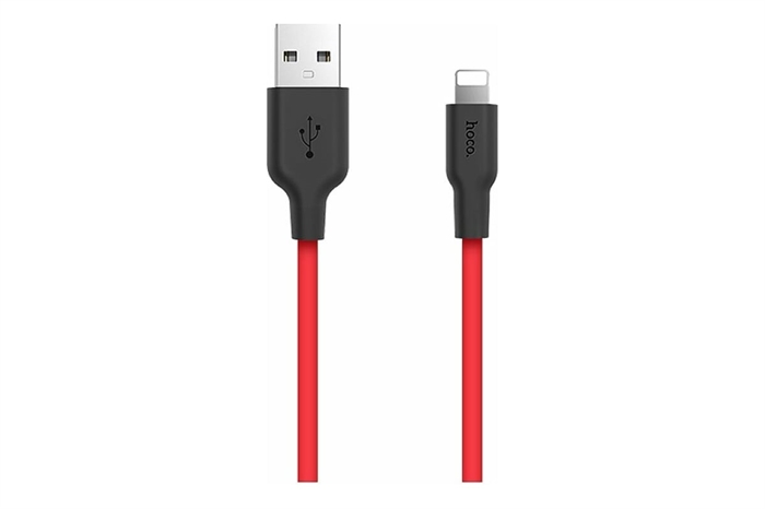 (1040086) Кабель USB2.0 Hoco AM/Lightning, 2А, силиконовая оплетка, X21, 1м, черно-красный, коробка 6957531071372 - фото 49780