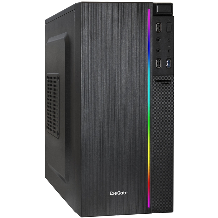 (1040344) Корпус Minitower ExeGate mEVO-9302 (mATX, без БП, 2*USB+1*USB3.0, HD аудио, черный, с RGB подсветкой) mEVO-9302 - фото 49840