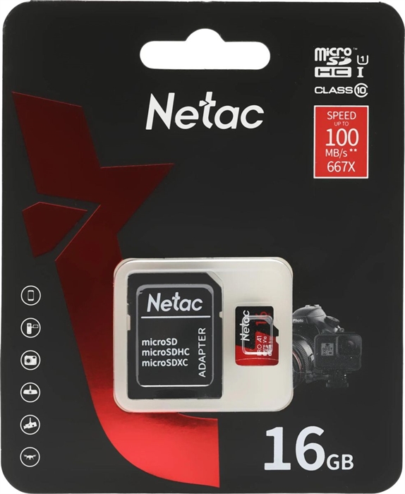 (1041107) Флеш карта microSDHC 16GB Netac NT02P500PRO-016G-R P500 Extreme Pro V10 A1 + adapter NT02P500PRO-016G-R - фото 50376