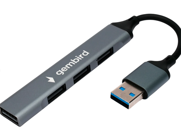 (1040102) Разветвитель USB2.0 Gembird, 4xUSB2.0, кабель USB 10см, алюминий, пакет UHB-C203 - фото 50606