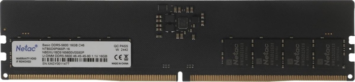 (1038269) Память DDR 5 DIMM 16Gb 5600Mhz, Netac NTBSD5P56SP-16 NTBSD5P56SP-16 - фото 50627