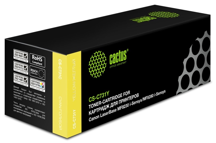 (1012852) Тонер Картридж Cactus CS-C731Y желтый для Canon LB i-Sensys MF8230/MF8280 (1800стр.) 1012852 - фото 50666