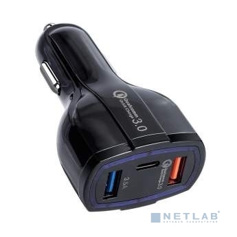 (1041377) ORIENT QC-12V3B Автомобильное зарядное устройство с функцией быстрой зарядки, поддержка Quick Charge 3.0, 2xUSB-A + 1xUSB Type-C: QC выход - 5В,3.0A/ 9В,1.67А/ 12В,1.25А; 2,3 выходы - 5В,3.5А, цв QC-12V3B - фото 50933