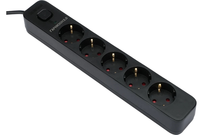 (1040163) Сетевой фильтр Гарнизон 2.0 5р, 10А, 3м, ур.защиты 2+, черный, пакет EPS-5-B-3 - фото 50936