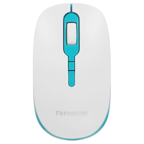 1042419 Беспроводная мышь Гарнизон, 4кн, 1000-1600 DPI, резин.колесо, 2.4 ГГц, белый/бирюзовый GMW-460-2 - фото 51337