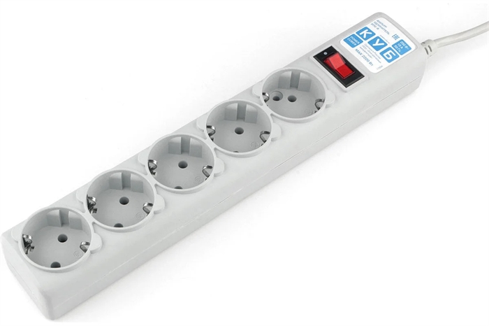 1042524 Фильтр-удлинитель Power Cube 5,0 м 5 розеток (серый) 10А/2,2кВт SPG-B-15 - фото 51395