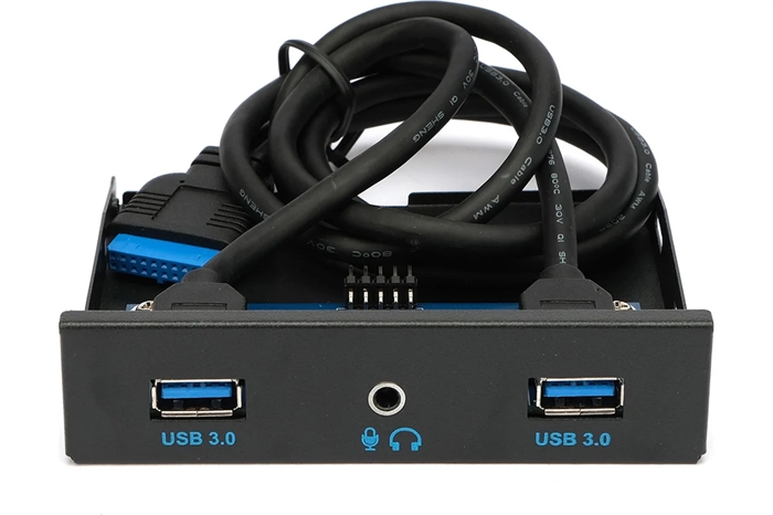 1042482 Планка USB 3.0 на переднюю панель 3.5" Gembird, 2 порта USB и 1 порт HD audio FP3.5-USB3-2A-HDA - фото 51443