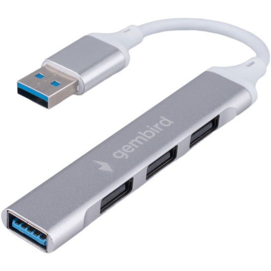 1042502 Разветвитель USB3.0/2.0 Gembird, USB3.0, 3xUSB2.0, кабель USB 10см, серебристый металл, пакет UHB-C206 - фото 51482