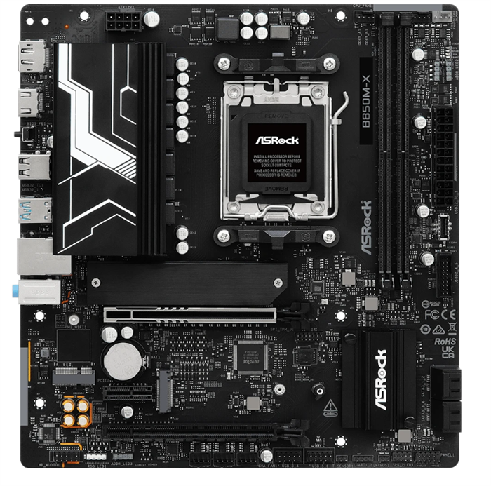 (1042843) Материнская плата Asrock B850M-X R2.0 Socket AM5 AMD B850 2xDDR5 mATX AC`97 8ch(7.1) 2.5Gg RAID+HDMI B850M-X R2.0 - фото 51738