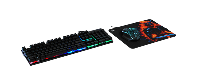 (1042757) Игровой набор мышь+клавиатура+ковер DEFENDER ALION чёрные (USB, 4 кн., 2400 dpi, 104 кл., RGB, 280х230х3 мм, ткань/резина, GS-987) 52987 - фото 51898