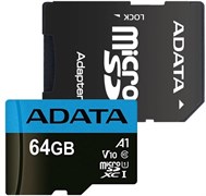 (1037027) Флеш карта microSDXC 64GB A-Data AUSDX64GUICL10A1-RA1 Premier Pro + adapter AUSDX64GUICL10A1-RA1
