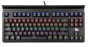 1022668 Проводная механ.клавиатура Gembird, 87кл, Rainbow, синие свитчи, подстав.для тел, 1.8м,черн KB-G520L