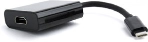 1026281 Переходник-конвертер USB Cablexpert Type-C(М)/HDMI(F), Pro, кабель 0.15м, черный, пакет A-CM-HDMIF-01