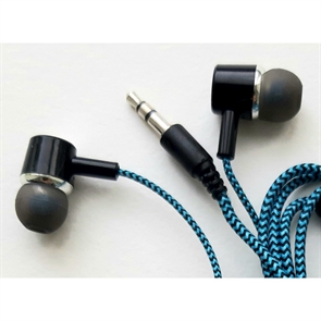 (1034789) Perfeo наушники внутриканальные MILD черные черно-синий тканевый провод [PF_A4483] PF_A4483