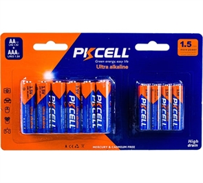 1041087 Щелочной/алкалиновый элемент питания PKCELL LR6(12)+LR03(8) тип - AAA 8 шт + АА 12 шт в блистере LR6(12)+LR03(8)