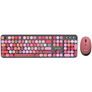 (1041650) Клавиатуры AULA AC306 Black-Colorful Мембранная клавиатура, Количество клавиш: 104, Мультимедия кнопки (совмещенные), Подключение: 2.4 Гц (передатчик входит в комплект), Размеры: 445*136*35 мм, разноцветные клавиши
Беспроводная мышь, 800-10 AULA AC306 Black-Colorful