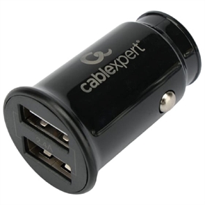 (1041374) Cablexpert Автомобильное зарядное устройство 12Вт, 2.4А, 2xUSB, черный, пакет (MP3A-UC-CAR21) MP3A-UC-CAR21