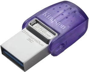 (1040542) Флеш Диск Kingston 256GB DataTraveler microDuo 3C DTDUO3CG3/256GB USB3.0 фиолетовый DTDUO3CG3/256GB
