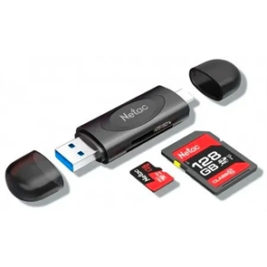 (1042041) Карт-ридер Netac WK14 NT09WK14-30BK SD, SDHC, SDXC, microSD, microSDHC, microSDXC, интерфейс USB 3.2 NT09WK14-30BK