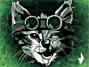 1042476 Коврик для мыши Gembird 250х200х2мм, "хитрый кот", ткань+резина, пакет MP-ART18