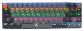 1042404 Беспроводная механ.клавиатура Gembird, 68кл, Rainbow, синие свитчи, BT 5.0/2.4/USB, серая KBW-7
