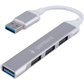 1042502 Разветвитель USB3.0/2.0 Gembird, USB3.0, 3xUSB2.0, кабель USB 10см, серебристый металл, пакет UHB-C206