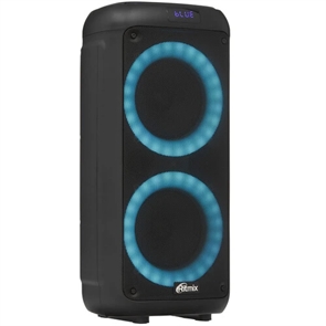 (1042581) Аудиосистема RITMIX SP-875B black 120 Вт, Bluetooth, FM-радио, RGB-подсветка, AUX, USB, microSD (до 32 Гб, MP3), дисплей, до 6 часов, Jack 6.3 мм, Jack 3.5 мм, 3600 мАч, USB Type-C, 24 х 22 х 54 см, пластик, черный RITMIX SP-875B black