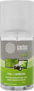 (1042135) Чистящий набор (салфетка + гель) Cactus CS-S3004E для экранов и оптики 1шт 18x18см 200мл CS-S3004E