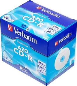 (1033589) Диск CD-R Verbatim 700Mb 52x Jewel case (10шт) (43327) 43327