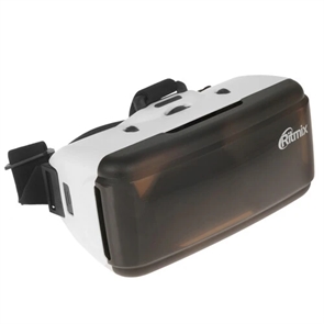 (1042626) Очки виртуальной реальности RITMIX RVR-100, подходит для любых смартфонов с диагональю экрана от 4,5 до 7 дюймов. Материал очков ABS-пластик, оголовное крепление - тканевая резинка. Угол обзора линз 90°-100°, настройка фокусного расстояния RITMIX RVR-100