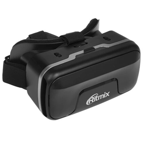 (1042627) Очки виртуальной реальности RITMIX RVR-200 со съемной крышкой для AR приложений, подходит для любых смартфонов с диагональю экрана от 4,5 до 7 дюймов. Материал очков ABS-пластик, оголовное крепление - тканевая резинка. Угол обзора линз 90°- RITMIX RVR-200