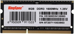 (1033580) Память DDR3L 8Gb 1600MHz Kingspec KS1600D3N13508G RTL PC3-12800 CL11 SO-DIMM 204-pin 1.35В RTL KS1600D3N13508G