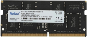 (1042848) Память DDR4 16GB 2666MHz Netac NTBSD4N26SP-16 Basic RTL PC4-21300 CL19 SO-DIMM 260-pin 1.2В single r NTBSD4N26SP-16-1