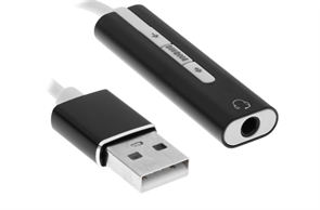 (1042749) ORIENT AU-04PLB, Адаптер USB to Audio (звуковая карта), jack 3.5 mm (4-pole) для подключения телефонной гарнитуры к порту USB, кнопки: громкость +/-, играть/пауза/вперед/назад; Windows/Linux/MAC OS AU-04PLB