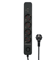 (1040166) Сетевой фильтр Гарнизон 2.0 Мультипорт 4р, 10А, 3xUSB, 2м, ур.защиты 2+, черный, пакет EPS-4-U3-B-2 - фото 49912