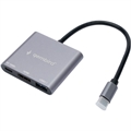 1042448 Док-станция Type-C Gembird 3в1: USB3.1, PD100W, HDMI,  кабель 15см, алюминий UHB-D2 - фото 51481